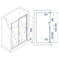 Душевая дверь INRAIN VIN-016 / 140х195 / Хром / Матовое / 6 мм арт-73VI01614-MCH — фото 1, Раздвижные душевые двери