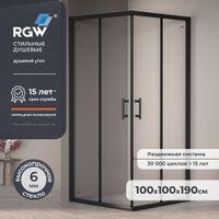 Душевой уголок 100*100*190 RGW PA-31-B Квадрат/Чёрный/Прозрачное/6 мм (Easy) арт-02083100-14 — фото 1, Квадратные душевые уголки