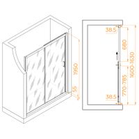 Душевая дверь 160*195 RGW PA-016 B Чёрный/Прозрачное/6 мм арт-350801616-14 — фото 3, Раздвижные душевые двери