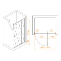 Душевая дверь 100-110*195 RGW PA-008-B Чёрный/Прозрачное/6 мм (Easy) арт-350800801-14 — фото 5, Распашные душевые двери