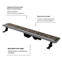 Душевой лоток прямой INRAIN SRL-20-80 800 Ø 50 мм хром арт-SL212080-CH — фото 2, Душевые лотки