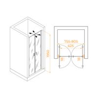 Душевая дверь  80*195 RGW PA-104-Gb Золото браш/Прозрачное/6 мм (EasyClean) арт-060810408-16 — фото 3, Распашные душевые двери