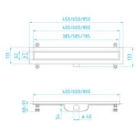 Душевой лоток прямой INRAIN HRL-11-60 600 Ø 40 мм хром Переходник с 40 на 50 арт-HL211160-CH — фото 8, Душевые лотки