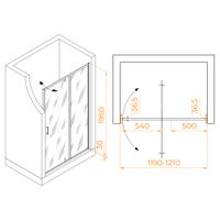 Душевая дверь 120*195 RGW LE-103 Хром/Прозрачное/6 мм арт-711210312-11 — фото 3, Распашные душевые двери