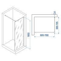 Душевая перегородка INRAIN MONT-010 /  70х195 / Белый / Прозрачное / 8 мм арт-73MO01007-TW — фото 2, Душевые перегородки