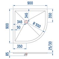 Душевой поддон IN R-9090 графит Полукруг 90*90 арт-IN990351-02 — фото 6, Душевые поддоны из искусственного камня