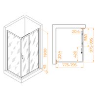 Душевой уголок RGW PA-245B 80x100, прямоугольный, профиль черный, стекло прозрачное/6 мм, арт-410824580-14 — фото 8, Прямоугольные душевые уголки