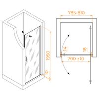 Душевая дверь RGW LE-003B 80x195, профиль черный, стекло матовое/6 мм, арт-351200308-24 — фото 4, Распашные душевые двери