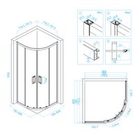 Душевой уголок  80*80*185 RGW CL-54-B Полукруг/Чёрный/Прозрачное/5 мм арт-32095488-14 — фото 6, Душевые уголки четверть круга