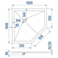 Душевой поддон IN T-100100 Белый Трапеция 100*100 арт-IN001551-01 — фото 6, Душевые поддоны из искусственного камня