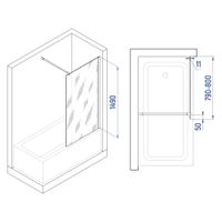 Шторка на ванну INRAIN MC-050 /  80х150 / Хром / Прозрачное / 6 мм арт-73MC05008-CH — фото 3, Неподвижные шторки для ванной