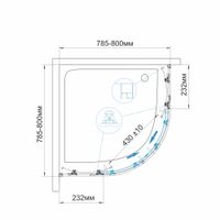 Душевой уголок  80*80*185 RGW CL-53 Полукруг/Хром/Прозрачное/6 мм арт-06095388-11 — фото 3, Душевые уголки четверть круга
