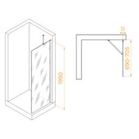 Душевая перегородка INRAIN MONT-102 /  70х195 / Чёрный / Прозрачное / 6 мм арт-73MO10207-TB — фото 2, Душевые перегородки