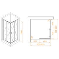 Душевой уголок  80* 80*195 RGW PA-030-B Квадрат/Чёрный/Прозрачное/6 мм (Easy) арт-3508103088-14 — фото 3, Квадратные душевые уголки