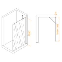 Душевая перегородка INRAIN MONT-102 / 110х195 / Чёрный / Прозрачное / 6 мм арт-73MO10211-TB — фото 2, Душевые перегородки