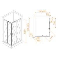 Душевой уголок  80*100*195 RGW PA-246 Прямоуг./Хром/Прозрачное/6 мм (Easy) арт-030824680-11 — фото 3, Прямоугольные душевые уголки