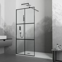 Душевая перегородка INRAIN MONT-011 /  90х200 / Чёрный / Прозрачное(Принт) / 8 мм арт-73MO01109-BP — фото 1, Душевые перегородки