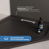 Душевой поддон IN A-61 черный Трапеция 90*90 арт-IN995033-04 — фото 2, Душевые поддоны из искусственного камня