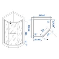 Душевой уголок INRAIN MIT-084 /  90х 90х195 / Трапеция / Белый / Матовое / 8 мм арт-73MI08499-MW — фото 1, Душевые уголки трапеция