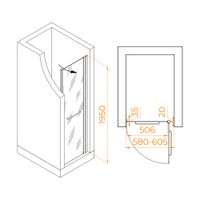 Душевая дверь  60*195 RGW PA-103 Хром/Матовое/6 мм (EasyClean) арт-020810306-21 — фото 3, Распашные душевые двери