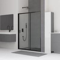 Душевая дверь RGW CL-14B 150x185, профиль черный, стекло прозрачное, арт-32091415-14 — фото 9, Раздвижные душевые двери