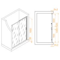 Душевая дверь 150*195 RGW PA-14 G Золото/Прозрачное/6 мм (EasyClean) арт-41081415-16 — фото 3, Раздвижные душевые двери