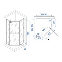 Душевой уголок INRAIN VIN-091 /  80х 90х195 / Трапеция ассиметрия / Чёрный / Прозрачное / 6 мм арт-73VI09189-TB — фото 2, Душевые уголки трапеция