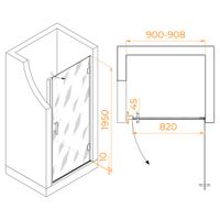 Душевая дверь RGW HO-011 90x195, профиль хром, стекло прозрачное/8 мм, арт-350601109-11 — фото 7, Распашные душевые двери