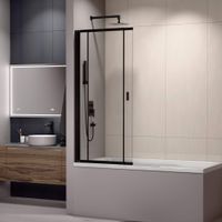 Шторка на ванну RGW SC-40B 100x150, профиль черный, стекло прозрачное, арт-03114010-14 — фото 2, Шторки для ванной раздвижные