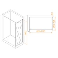 Душевая перегородка  70*195 RGW WA-010 B Чёрный/Прозрачное/8 мм арт-351001007-14 — фото 2, Душевые перегородки