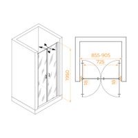 Душевая дверь  90*195 RGW PA-104-B Чёрный/Прозрачное/6 мм (EasyClean) арт-060810409-14 — фото 3, Распашные душевые двери