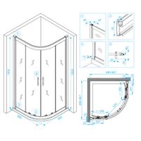 Душевой уголок  90*90*195 RGW HO-51 Полукруг/Хром/Прозрачное/8 мм (Easy) арт-03065199-11 — фото 3, Душевые уголки четверть круга