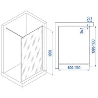 Душевая перегородка INRAIN MONT-001 / 110х195 / Хром / Прозрачное / 10 мм арт-73MO00111-CH — фото 5, Душевые перегородки