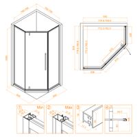 Душевой уголок RGW SV-81 80x80, трапеция, профиль хром, стекло прозрачное/6 мм, арт-32328188-11 — фото 7, Душевые уголки трапеция