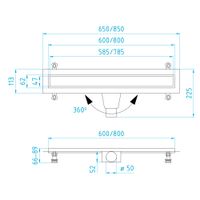 Душевой лоток прямой INRAIN SRL-21-80 800 Ø 50 мм хром арт-SL212180-CH — фото 6, Душевые лотки