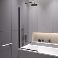 Шторка на ванну  70*140 RGW SC-109-B (140) Чёрный/Прозрачное/6 мм арт-4111109107-14 — фото 2, Шторки для ванной распашные