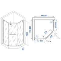 Душевой уголок INRAIN MIT-081 / 100х100х195 / Трапеция / Чёрный / Матовое / 8 мм арт-73MI08100-MB — фото 2, Душевые уголки трапеция