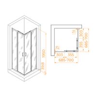 Товар: Душевой уголок INRAIN VIN-030 / 70x70x195 / квадрат / Чёрный / Прозрачное / 6 мм арт-73VI03077-TB - фото 2 Душевой уголок INRAIN VIN-030 / 70x70x195 / квадрат / Чёрный / Прозрачное / 6 мм арт-73VI03077-TB — фото 2, Квадратные душевые уголки