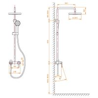 Душевая стойка RGW SP-31-B Черный Головной душ/Смеситель (Ручной душ.Шланг 1,5 м.) арт-51140131-04 — фото 6, Душевые стойки