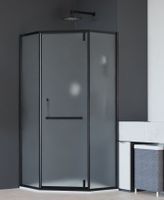 Душевой уголок INRAIN MIT-084 / 100х100х195 / Трапеция / Чёрный / Матовое / 8 мм арт-73MI08400-MB — фото 1, Душевые уголки трапеция