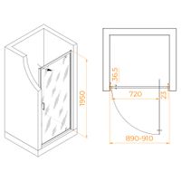Товар: Душевая дверь 90*195 RGW LE-102 Хром/Прозрачное/6 мм арт-711210209-11 - фото 3 Душевая дверь 90*195 RGW LE-102 Хром/Прозрачное/6 мм арт-711210209-11 — фото 3, Распашные душевые двери