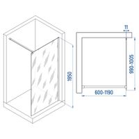 Душевая перегородка INRAIN MONT-002 / 100х195 / Хром / Прозрачное / 6 мм арт-73MO00210-CH — фото 5, Душевые перегородки