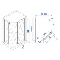 Душевой уголок INRAIN VIN-091 /  90х120х195 / Трапеция ассиметрия / Хром / Прозрачное / 6 мм арт-73VI09192-CH — фото 2, Душевые уголки трапеция