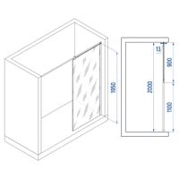Душевая перегородка INRAIN MONT-034 /  90х195 / Хром / Прозрачное / 8 мм арт-73MO03409-CH — фото 2, Душевые перегородки