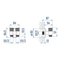 Угловой кран двойной Хром (для холодной воды) арт-INR05105 — фото 5, Гигиенические души