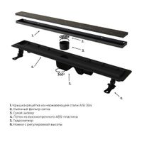 Душевой лоток прямой INRAIN SRL-31-40 400 Ø 50 мм черный арт-SL213140-TB — фото 4, Душевые лотки