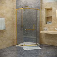 Душевой уголок 100*100*195 RGW HO-084-G Трапеция/Золото/Прозрачное/8 мм (2 уп.) арт-350608400-16 — фото 4, Душевые уголки трапеция