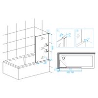 Шторка на ванну  80*150 RGW SC-53 Хром/Прозрачное/8 мм (Easy/с полками) арт-03115308-11 — фото 3, Неподвижные шторки для ванной