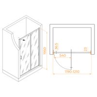 Душевая дверь 120*195 RGW LE-103-B Чёрный/Прозрачное/6 мм арт-711210312-14 — фото 3, Распашные душевые двери