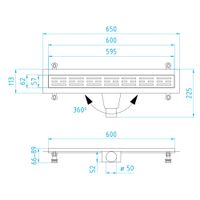 Душевой лоток прямой INRAIN SRL-30-60 600 Ø 50 мм черный арт-SL213060-TB — фото 5, Душевые лотки